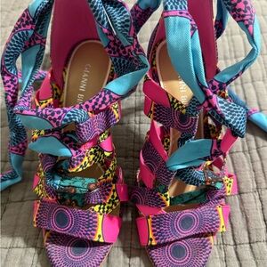 Gianni Bini Vibrant Pink and Teal Heels
